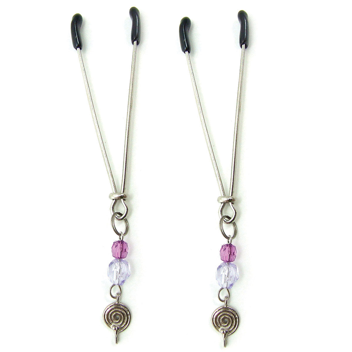 PHS International Sex Kitten Clamps – Adjustable Tweezer Nips in Purple Swirls