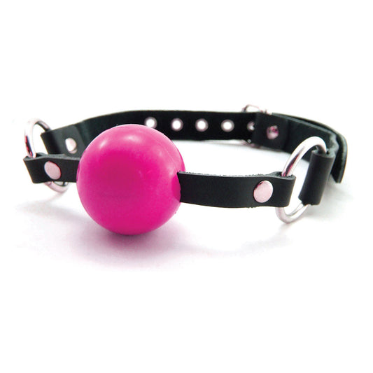 PHS International Silicone Ball Gag with Adjustable Leather Straps – Pink