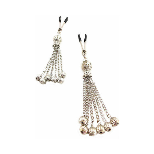 Bijoux de Nip Chain Tassel Nipple Clamps – Silver Chrome