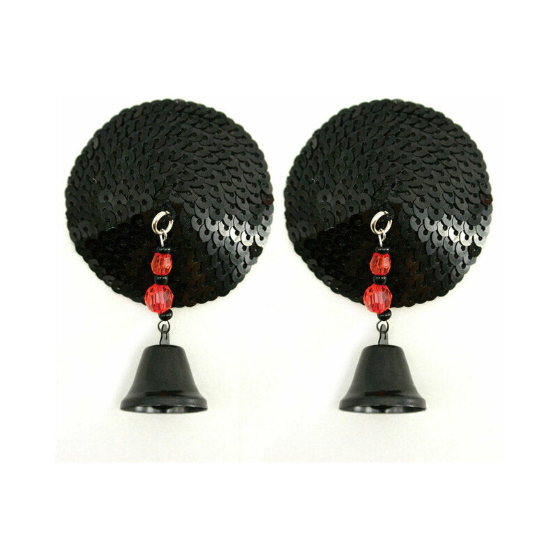 Bijoux de Nip Black Sequin Round Pasties with Bells – Black
