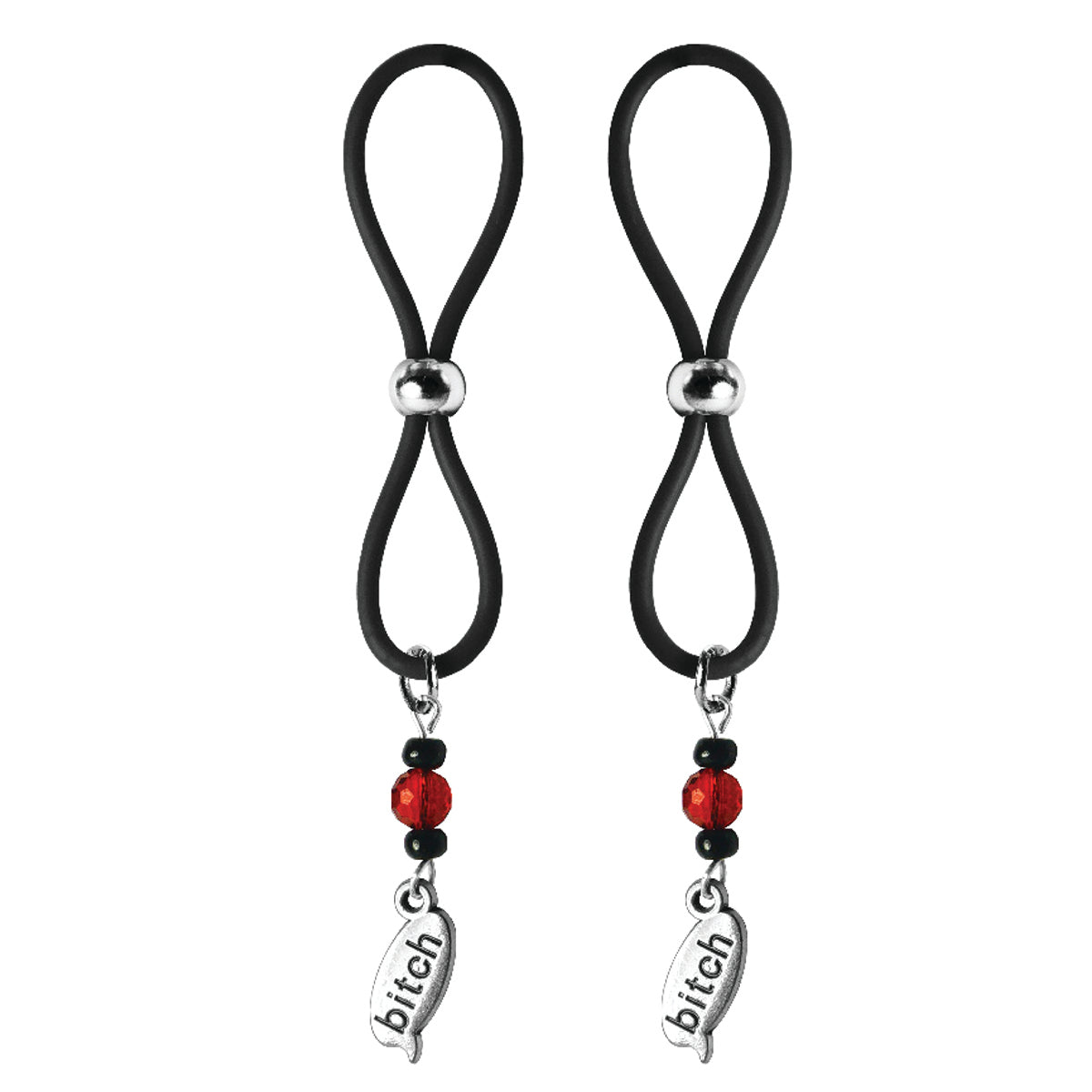 PHS International Nipple Halos Bitch Charms – Black Silicone Nipple Adornments
