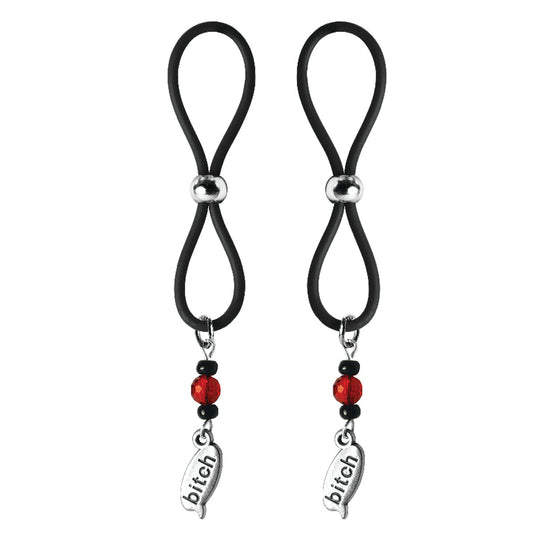 PHS International Nipple Halos Bitch Charms – Black Silicone Nipple Adornments