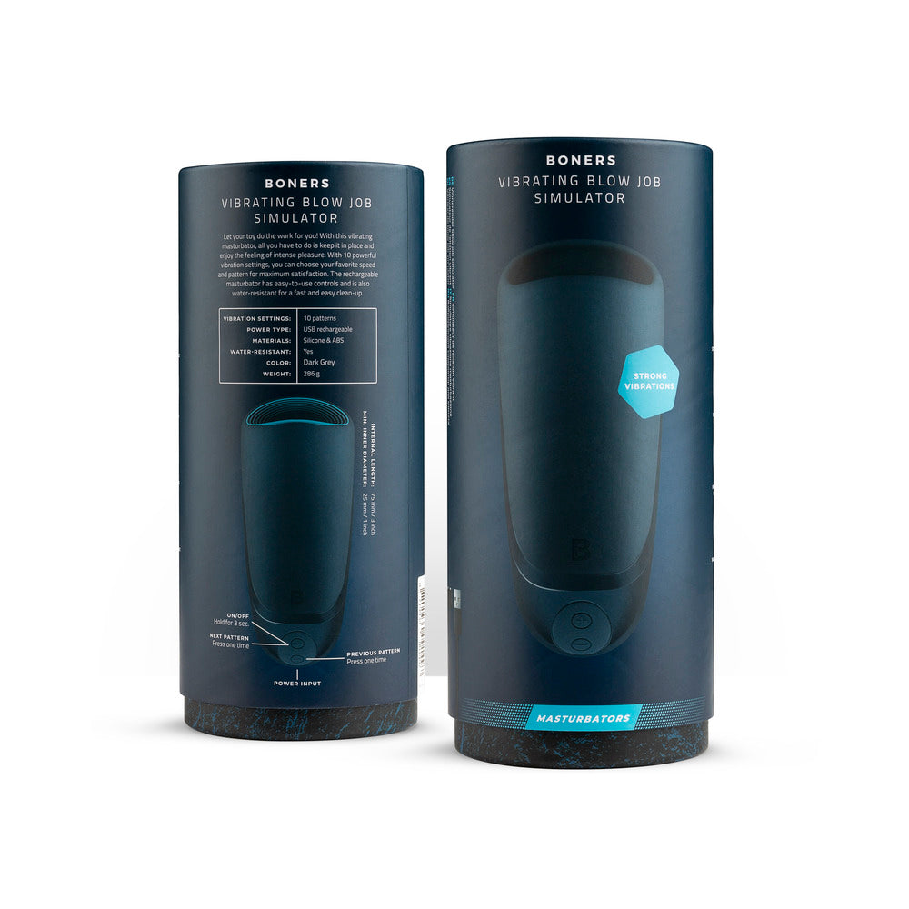 Boners Vibrating Blowjob Masturbator - Gray - 10 Vibration Settings
