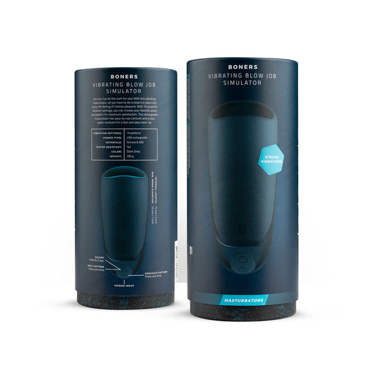 Boners Vibrating Blowjob Masturbator - Gray - 10 Vibration Settings