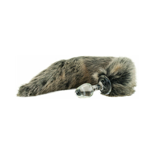 Crystal Delights Minx Faux Fur Tail Plug - Glass - Grey