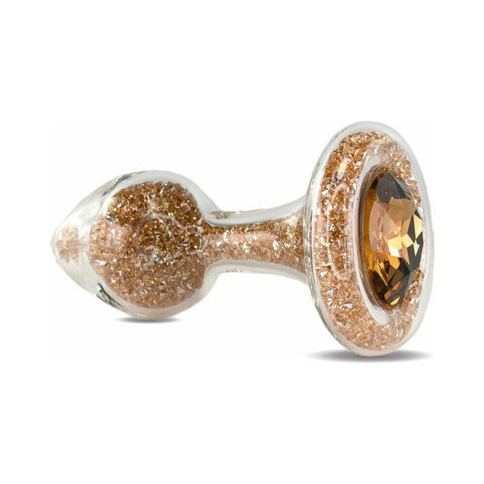 Crystal Delights Sparkle Plug – Gold – Borosilicate Glass Anal Plug
