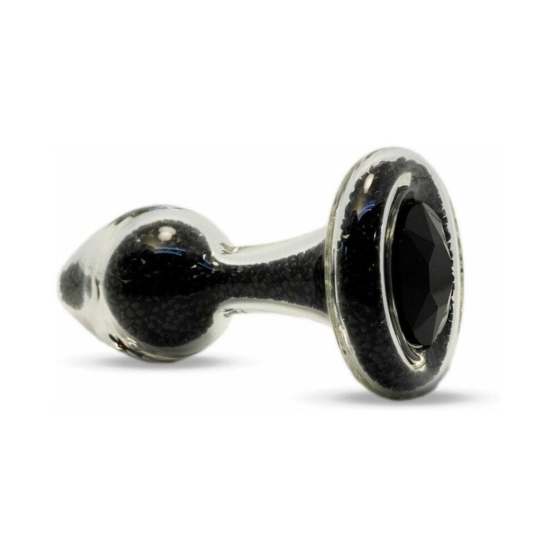Crystal Delights Sparkle Plug - Black - Handcrafted Borosilicate Glass Plug with Sparkly Crystals