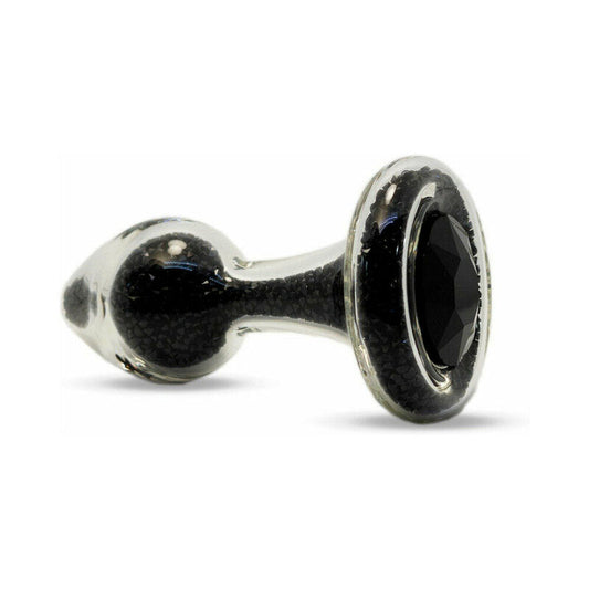 Crystal Delights Sparkle Plug - Black - Handcrafted Borosilicate Glass Plug with Sparkly Crystals