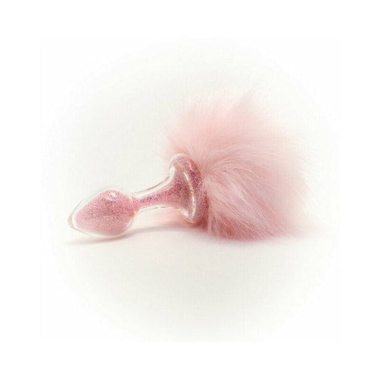 Crystal Delights Magnetic Sparkle Bunny Tail Plug - Pink - Glass