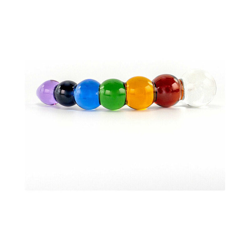 Crystal Delights Rainbow Bubble Dildo with Dichroic Bulb – Multi-Color, Textured Glass