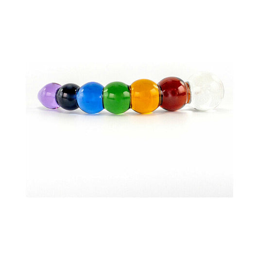 Crystal Delights Rainbow Bubble Dildo with Dichroic Bulb – Multi-Color, Textured Glass