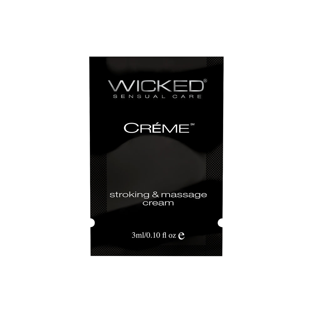 Wicked Créme Packettes 144-Count – Coconut and Sweet Almond Oil-Based Stroking and Massage Cream – White
