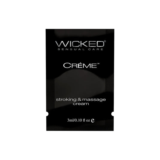 Wicked Créme Packettes 144-Count – Coconut and Sweet Almond Oil-Based Stroking and Massage Cream – White