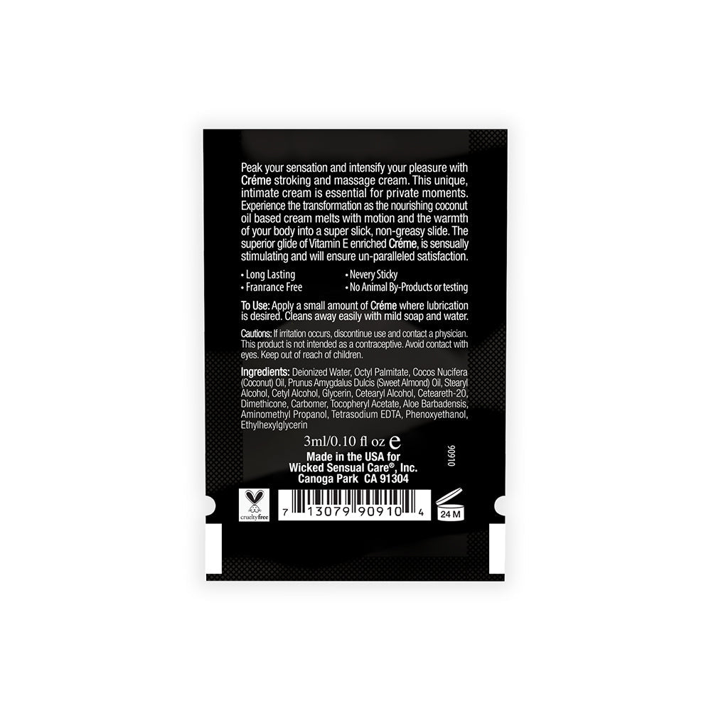 Wicked Créme Packettes 144-Count – Coconut and Sweet Almond Oil-Based Stroking and Massage Cream – White