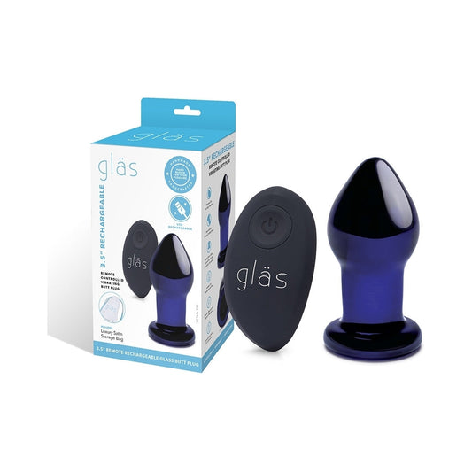 Electric Eel 3.5 in. Rechargeable Remote-Controlled Vibrating Butt Plug - Blue