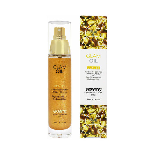 Exsens Glam Oil 1.7 oz - Dry Glittering Body and Hair Oil with Sweet Almond Oil
