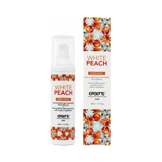 Exsens Organic White Peach Warming Massage Oil – 1.7 oz