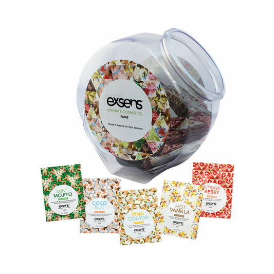 Exsens Warming Oil Foils 150-Piece Display – Flavored Massage Oils – Clear