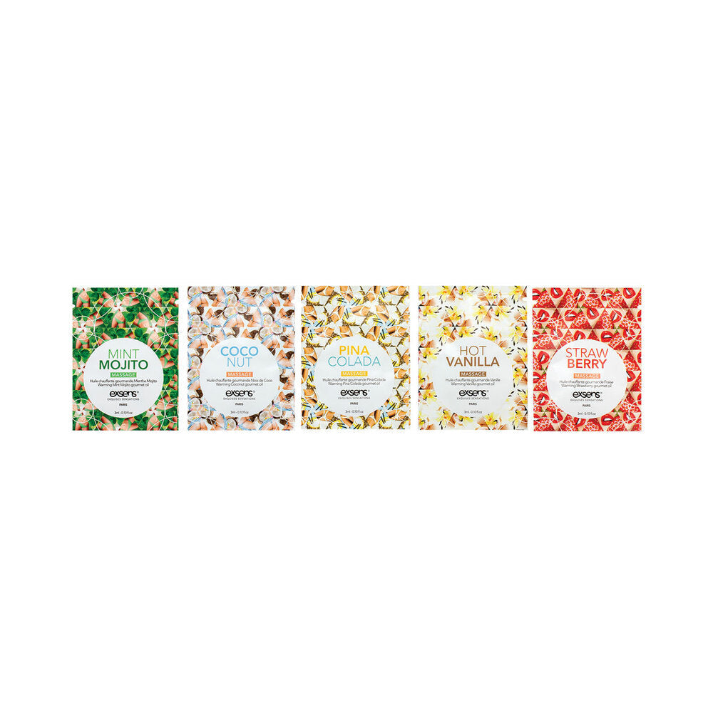 Exsens Warming Oil Foils 150-Piece Display – Flavored Massage Oils – Clear