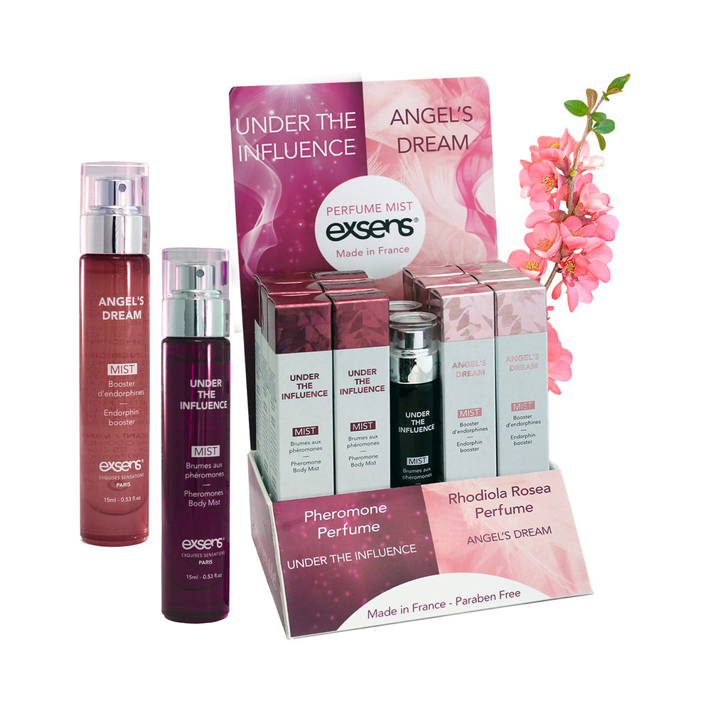 Exsens Pheromone Mist Filled POS Display – 13 Sprays and 2 Testers – Clear