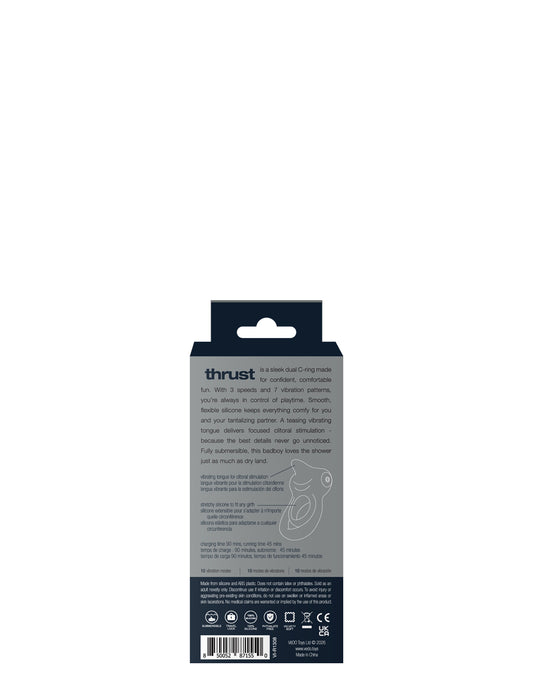 VeDO Thrust Rechargeable Dual Vibrating Cock Ring, Phthalate-Free, Black