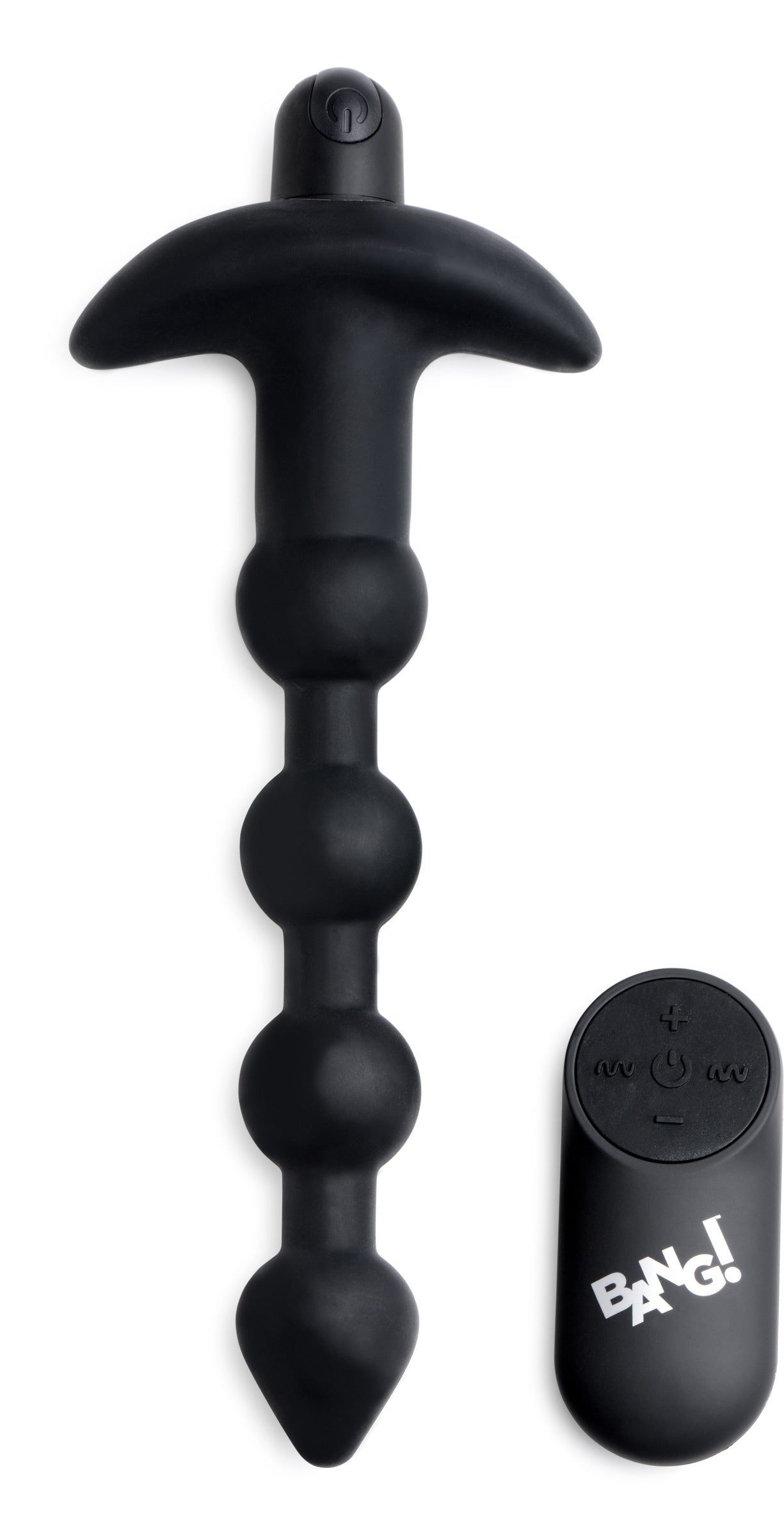 Bang Vibrating Silicone Anal Beads with Remote Control – Black