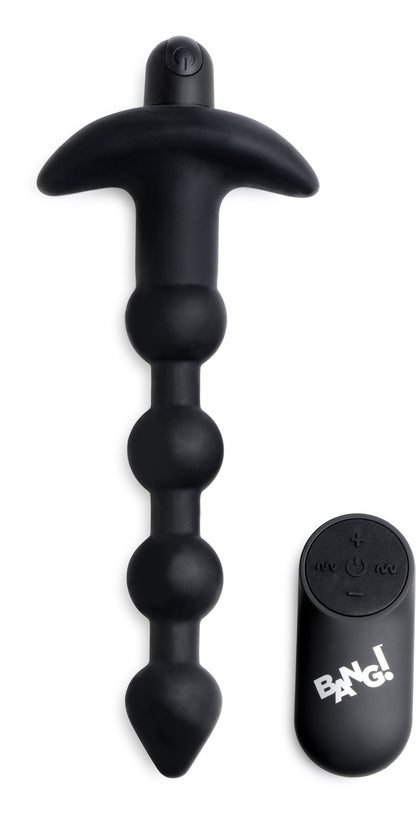 Bang Vibrating Silicone Anal Beads with Remote Control – Black