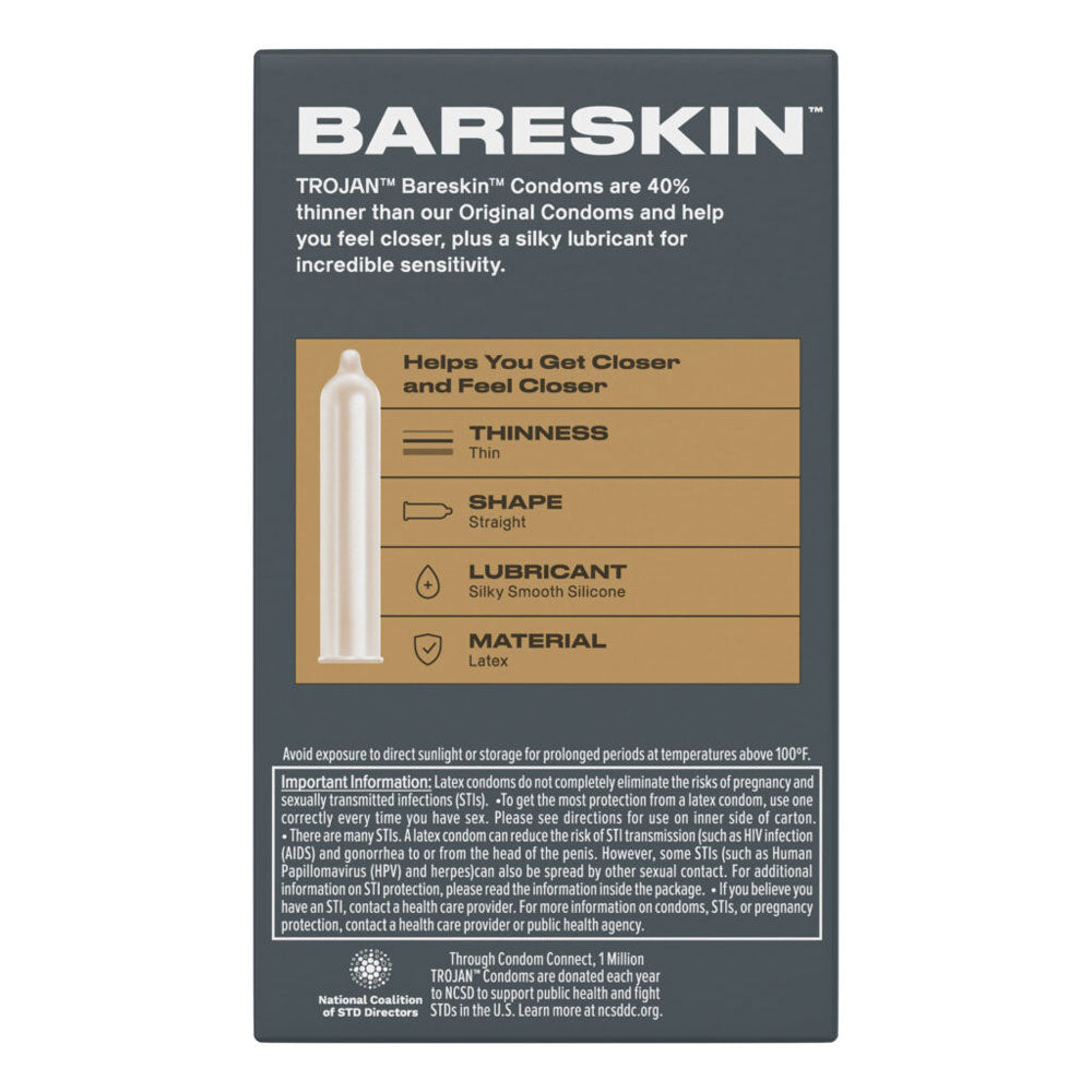 Trojan Sensitivity Bareskin Lubricated Condoms - 10 Pack - 40% Thinner