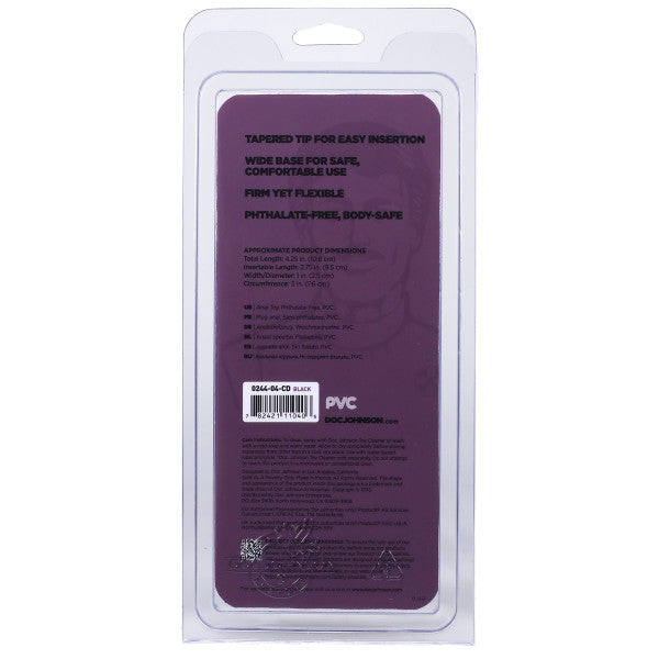 Doc Johnson Classic Butt Plug - Small - Phthalate-Free - Black