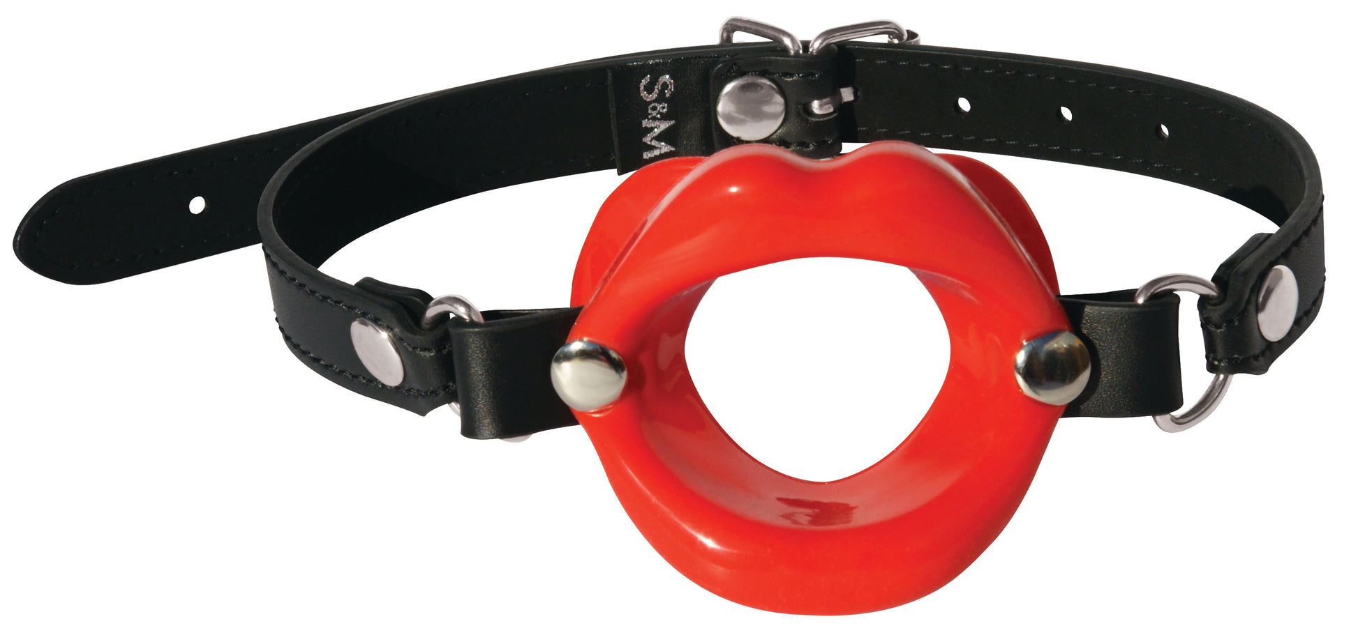 Sportsheets Silicone Lips Mouth Gag with Faux Leather Strap – Red