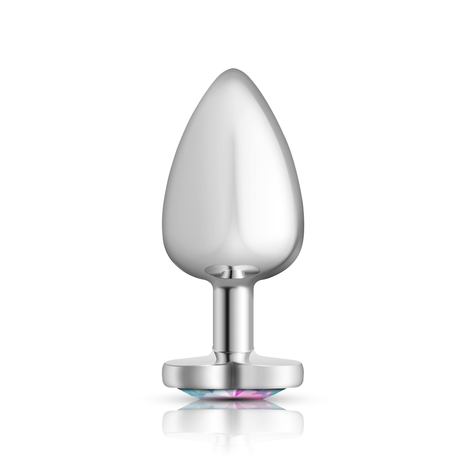 Cheeky Charms Clear Iridescent Heart Gem Large Anal Plug - Silver