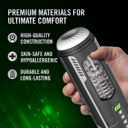 M for Men Master Blaster Automatic Male Masturbator with Vibrating and Warming Features - Black