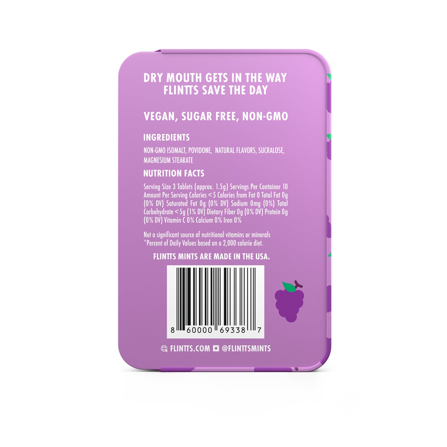 Flintts Mouth Watering Mints - Grape Flavor - 125 Count
