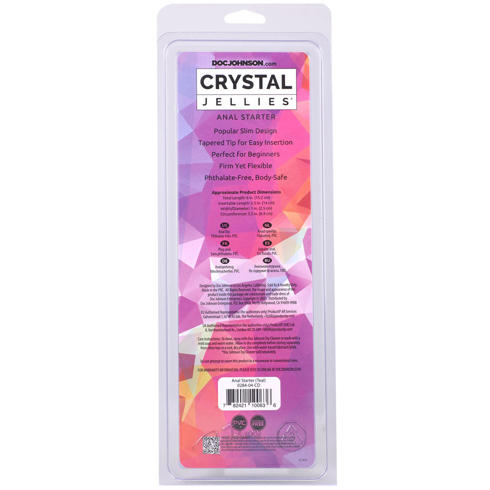 Doc Johnson Crystal Jellies Anal Starter - Soft and Flexible Anal Toy - Teal