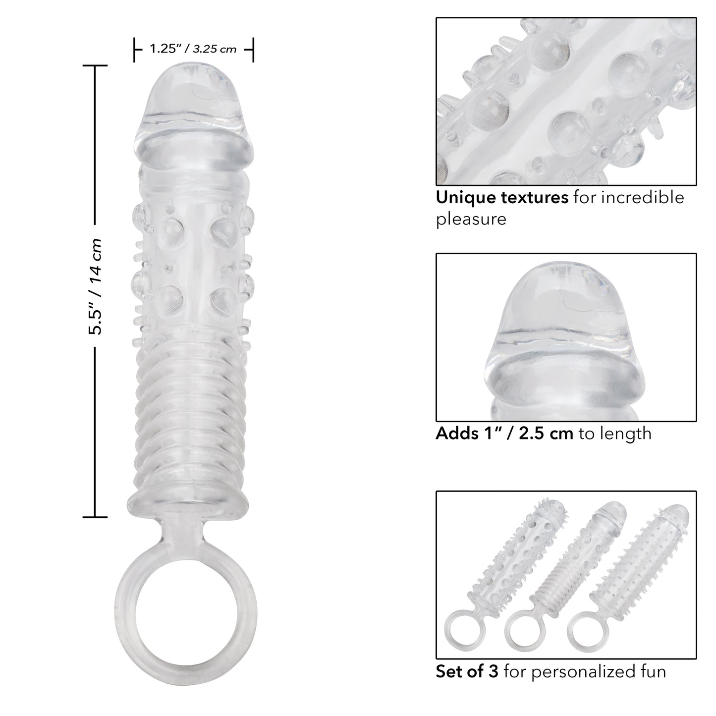 CalExotics 3 Piece Textured Extension Set - Clear