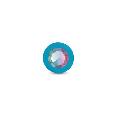 Gemma Clear Iridescent Gem Teal Silicone Anal Plug - Small