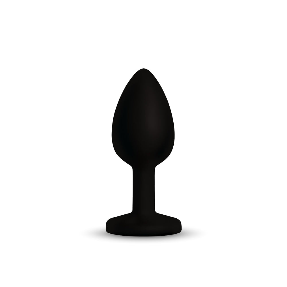 Gemma Pink Gem Black Silicone Anal Plug - Medium - Tapered Design