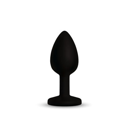 Gemma Pink Gem Black Silicone Anal Plug - Medium - Tapered Design
