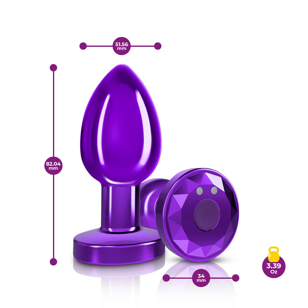 Cheeky Charms Vibrating Metal Anal Plug - Medium - Purple