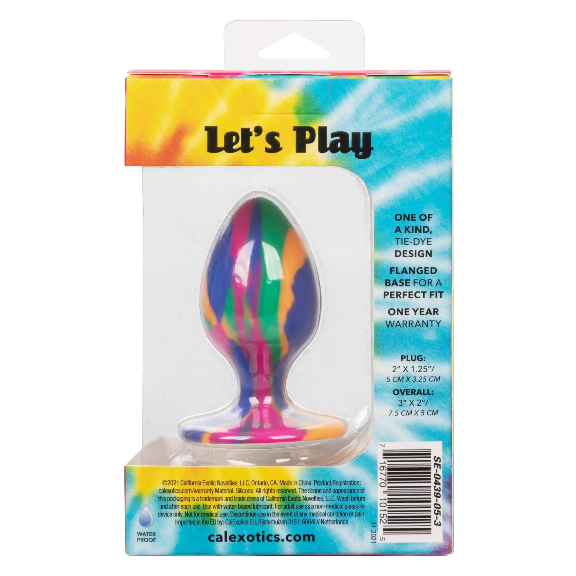 CalExotics Cheeky Medium Tie-Dye Plug with Suction Cup Base - Multi