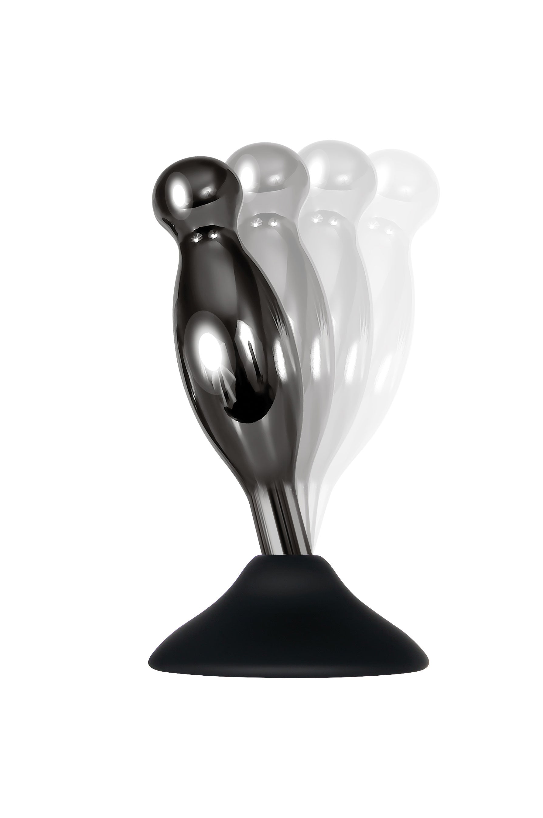 Evolved Novelties Joy Sticks 2-Piece Hands-Free Anal Plug Set - Black Chrome