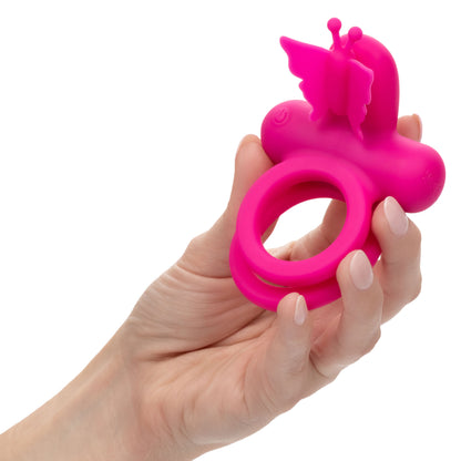 CalExotics Silicone Rechargeable Dual Butterfly Ring – Pink