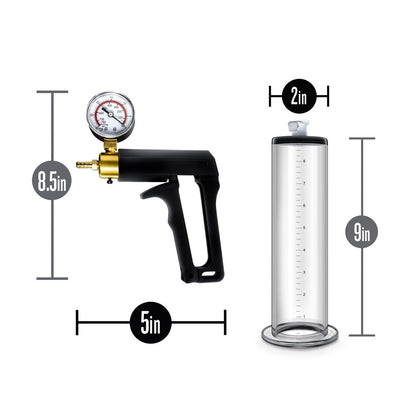 Blush Performance VX7 Vacuum Penis Pump with Brass Trigger & Pressure Gauge - Clear