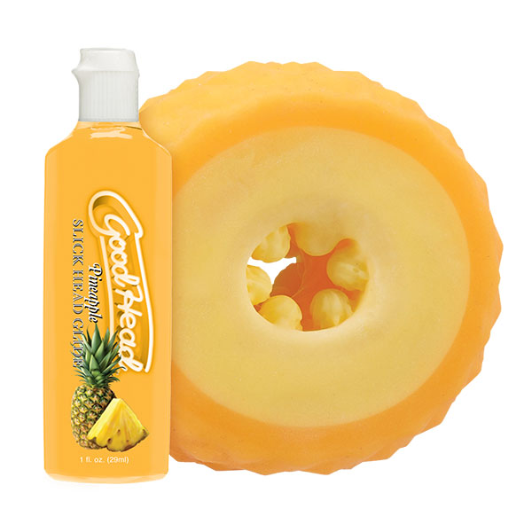 Doc Johnson Goodhead Pineapple Blowjob Set - Open-Ended Stroker with Pineapple Flavor - Yellow