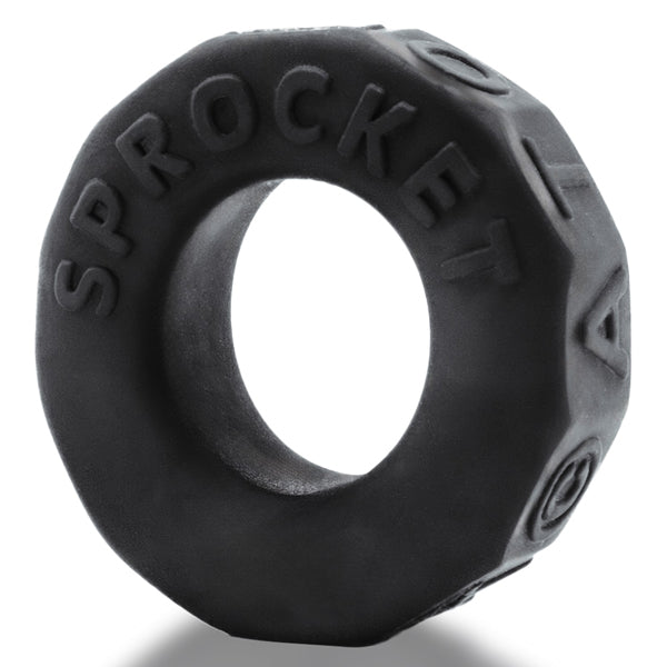 Oxballs Sprocket Comfort No-Roll Cockring - Black - Soft Silicone Design