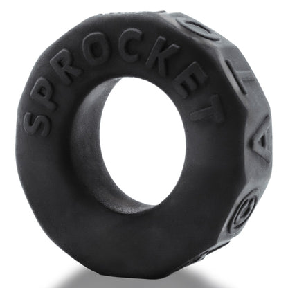 Oxballs Sprocket Comfort No-Roll Cockring - Black - Soft Silicone Design