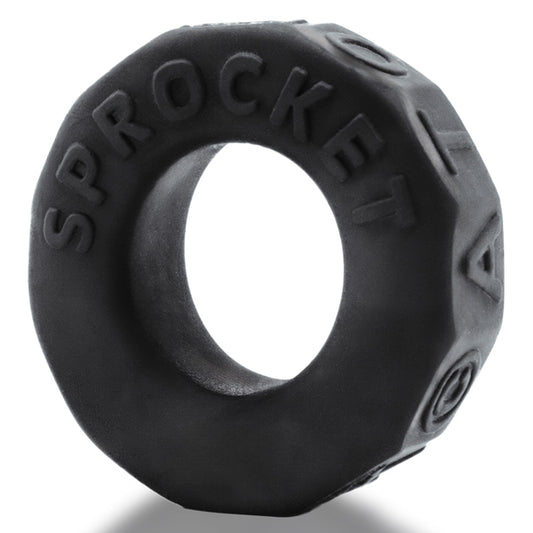 Oxballs Sprocket Comfort No-Roll Cockring - Black - Soft Silicone Design