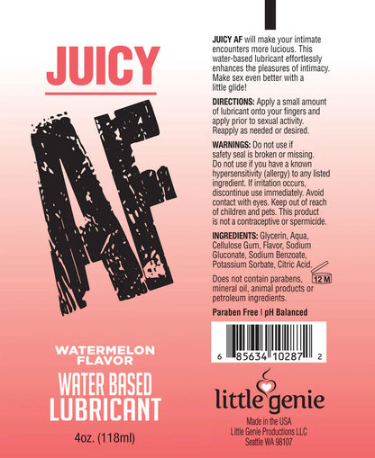 Little Genie Juicy AF Watermelon Flavored Lubricant - 4 Oz