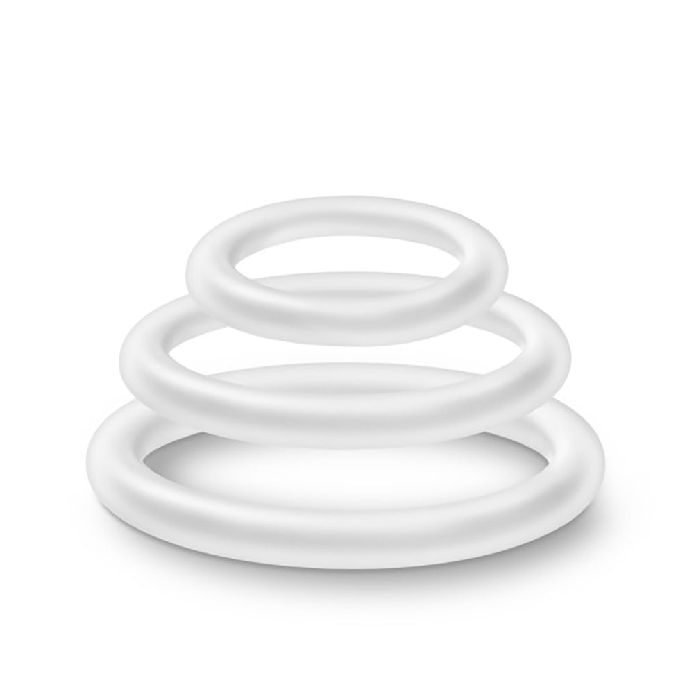 Blush Performance Vs4 Pure Premium Silicone Cockring Set - White - 3 Sizes