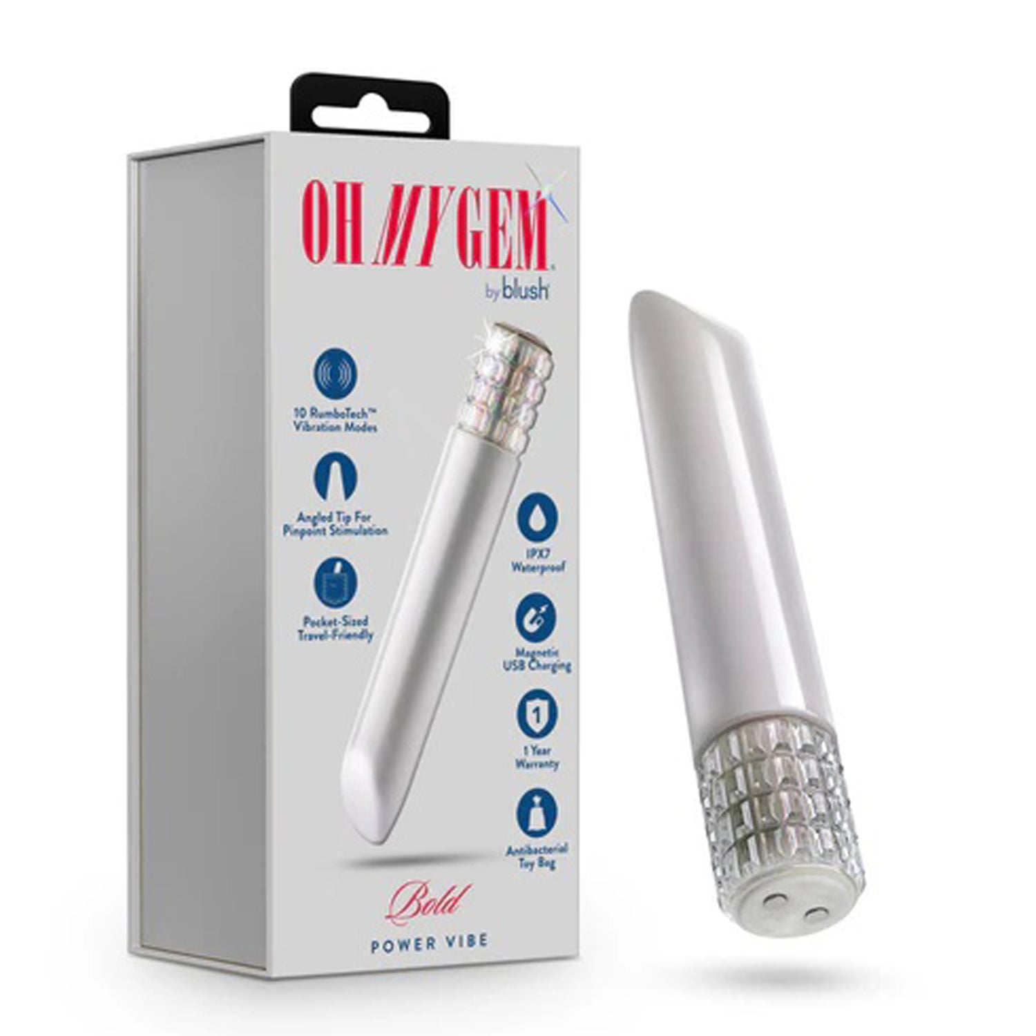 Oh My Gem Bold Vibe – Diamond – Multi-Function Rechargeable Vibrator – White